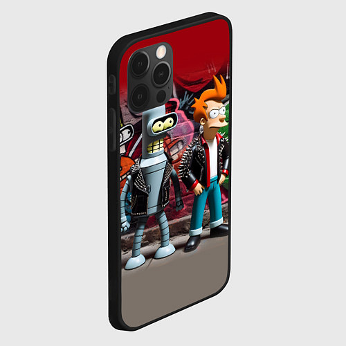 Чехол iPhone 12 Pro Max Bender bending robot and Fry - ai art graffiti / 3D-Черный – фото 2