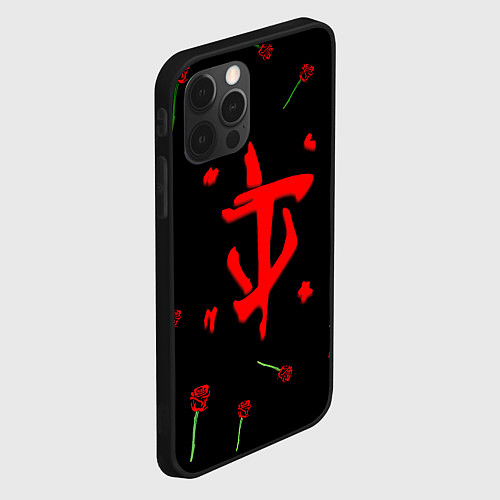 Чехол iPhone 12 Pro Max Doom rose pattern / 3D-Черный – фото 2