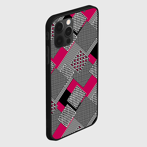 Чехол iPhone 12 Pro Max Красно черная абстрактная геометрия пэчворк / 3D-Черный – фото 2