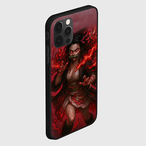 Чехол iPhone 12 Pro Max Незуко Камадо реализм / 3D-Черный – фото 2