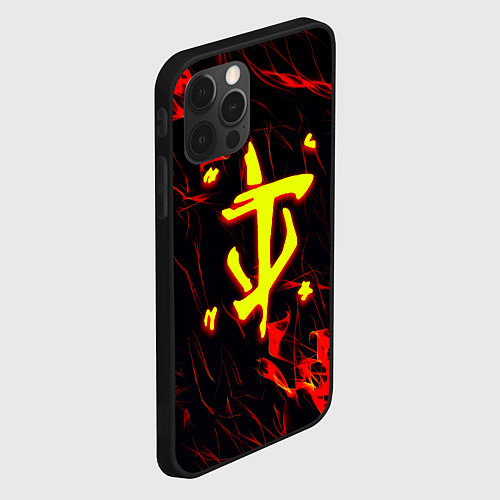 Чехол iPhone 12 Pro Max Doom огненные искры / 3D-Черный – фото 2