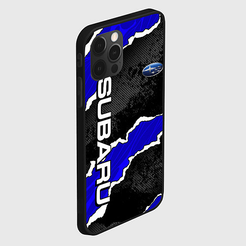 Чехол iPhone 12 Pro Max Subaru - синий разрыв / 3D-Черный – фото 2