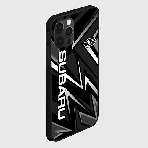 Чехол iPhone 12 Pro Max Subaru - черный и белый / 3D-Черный – фото 2