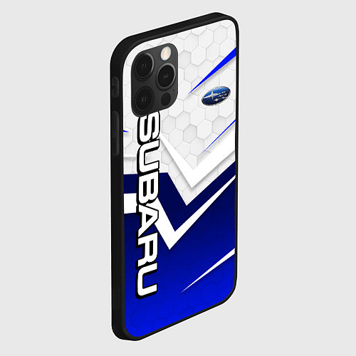 Чехол iPhone 12 Pro Max Субару - белый и синий / 3D-Черный – фото 2