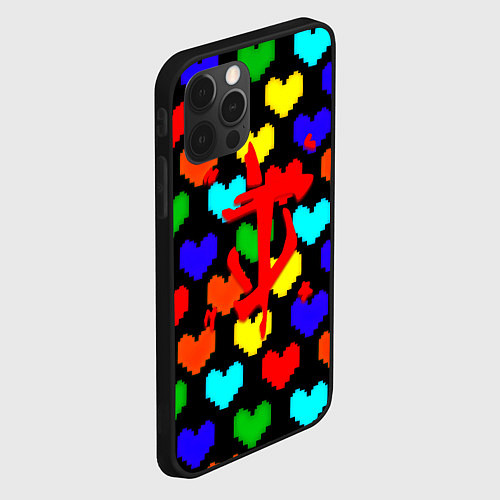 Чехол iPhone 12 Pro Max Doom love pixel pattern / 3D-Черный – фото 2