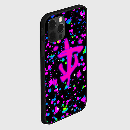 Чехол iPhone 12 Pro Max Doom цветные краски / 3D-Черный – фото 2