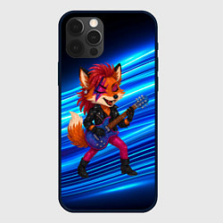 Чехол для iPhone 12 Pro Max Лиса в косухе и гитарой - рок звезда, цвет: 3D-черный