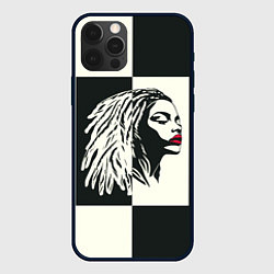 Чехол iPhone 12 Pro Max Девушка с дредами на темно-зеленом