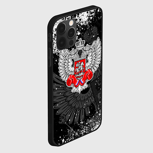 Чехол iPhone 12 Pro Max Федерация бокса России - брызги / 3D-Черный – фото 2