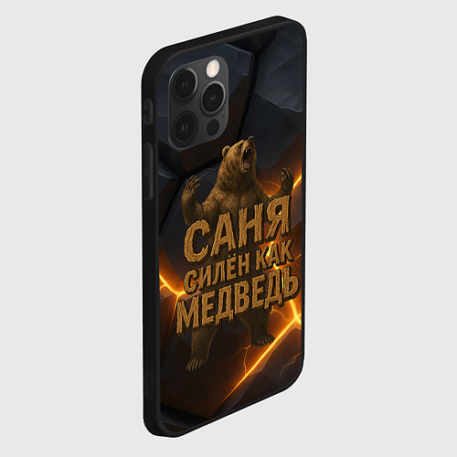 Чехол iPhone 12 Pro Max Саня силен как медведь / 3D-Черный – фото 2
