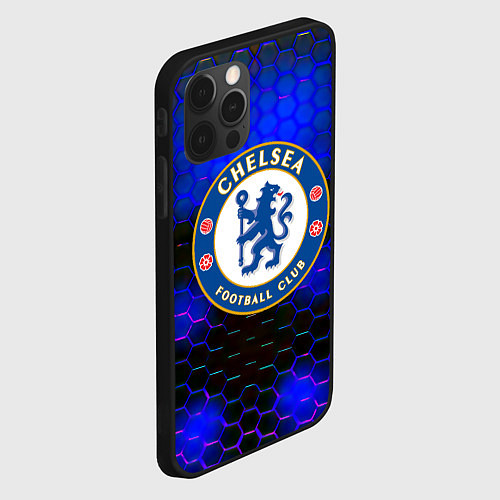 Чехол iPhone 12 Pro Max Chelsea соты неоновые / 3D-Черный – фото 2