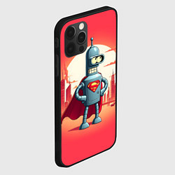 Чехол для iPhone 12 Pro Max Робот-сгибальщик Бендер супермен - коллаба, цвет: 3D-черный — фото 2