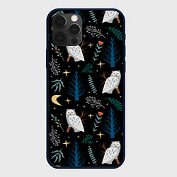 Чехол для iPhone 12 Pro Max Сова в зимнем лесу, цвет: 3D-черный