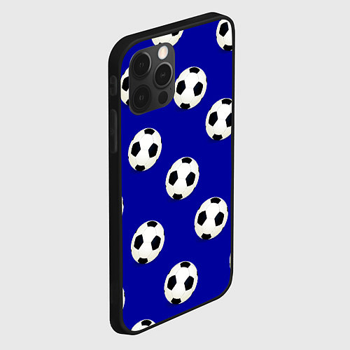 Чехол iPhone 12 Pro Max Футбольные мячи на синем / 3D-Черный – фото 2