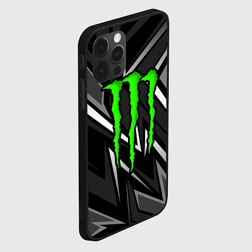 Чехол iPhone 12 Pro Max Monster energy - монохромный / 3D-Черный – фото 2