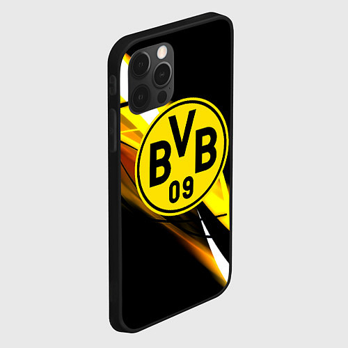 Чехол iPhone 12 Pro Max Borussia спортивная геометрия / 3D-Черный – фото 2