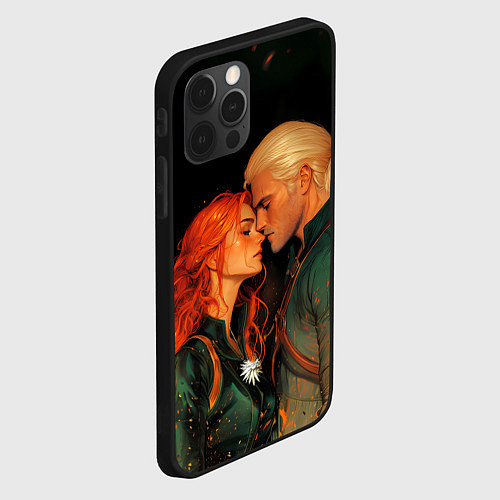 Чехол iPhone 12 Pro Max Влюбленные Геральт и Трисс / 3D-Черный – фото 2