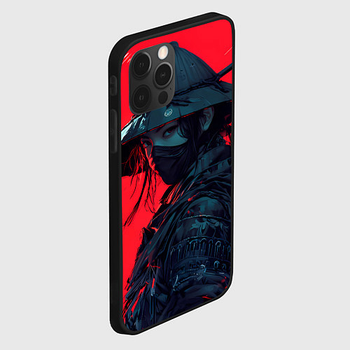 Чехол iPhone 12 Pro Max Девушка самурай / 3D-Черный – фото 2