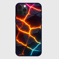 Чехол для iPhone 12 Pro Max Разноцветный неон из плит, цвет: 3D-черный