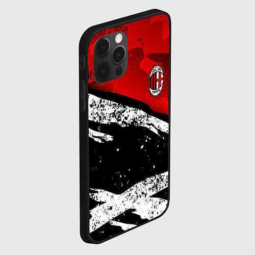 Чехол iPhone 12 Pro Max ФК Милан - потертости / 3D-Черный – фото 2