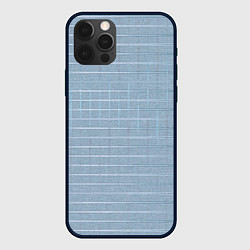 Чехол для iPhone 12 Pro Max Светлый серо-голубой однотонная текстура с полосам, цвет: 3D-черный