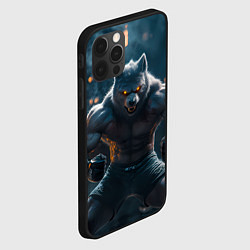 Чехол для iPhone 12 Pro Max Агрессивный волк боец, цвет: 3D-черный — фото 2