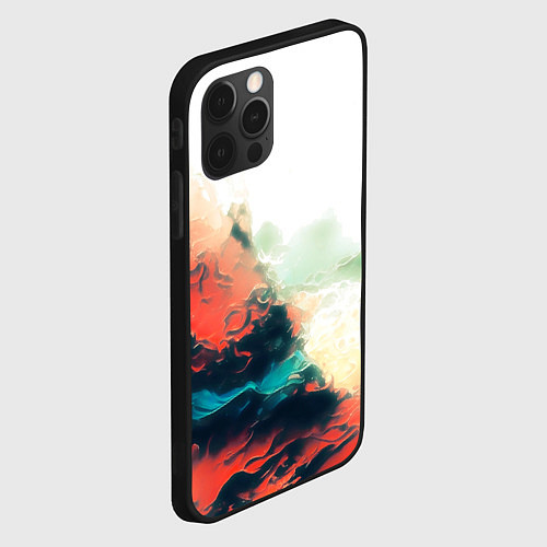 Чехол iPhone 12 Pro Max Абстракция с плавными формами краски / 3D-Черный – фото 2