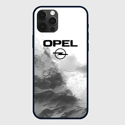 Чехол для iPhone 12 Pro Max Opel на сером абстрактном фоне, цвет: 3D-черный