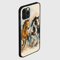 Чехол для iPhone 12 Pro Max Кони бегут, цвет: 3D-черный — фото 2