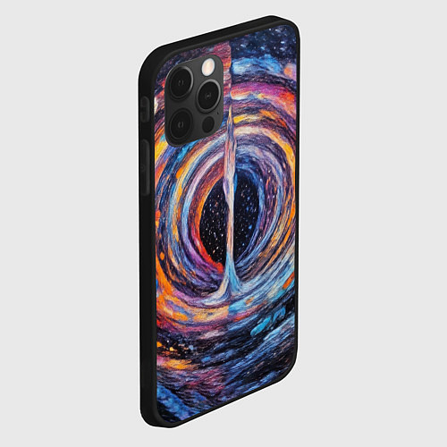 Чехол iPhone 12 Pro Max Водоворот красок с брызгами / 3D-Черный – фото 2