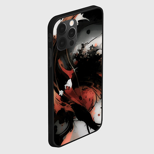 Чехол iPhone 12 Pro Max Тёмные краски абстракция красно-чёрный / 3D-Черный – фото 2
