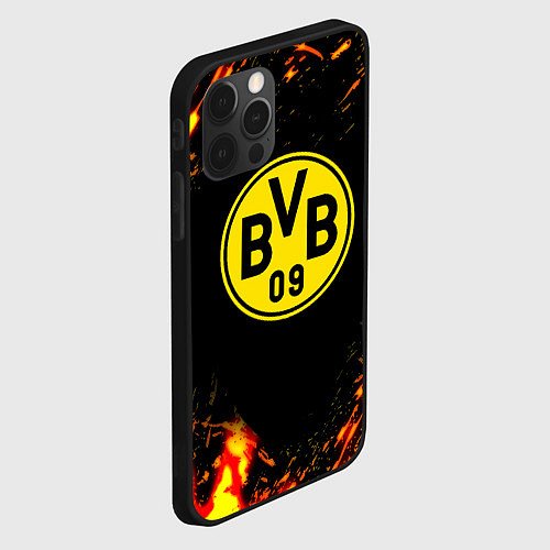 Чехол iPhone 12 Pro Max Borussia огненные краски / 3D-Черный – фото 2