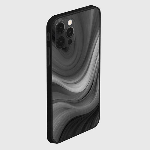 Чехол iPhone 12 Pro Max Серые волны абстракция однотонная / 3D-Черный – фото 2