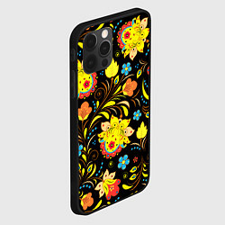 Чехол для iPhone 12 Pro Max Хохлома узор, цвет: 3D-черный — фото 2