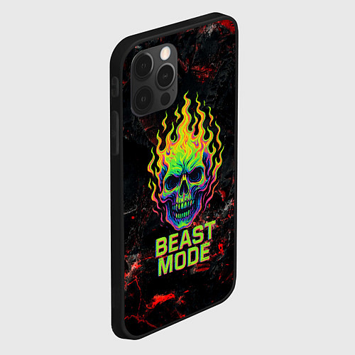 Чехол iPhone 12 Pro Max Beast mode череп / 3D-Черный – фото 2
