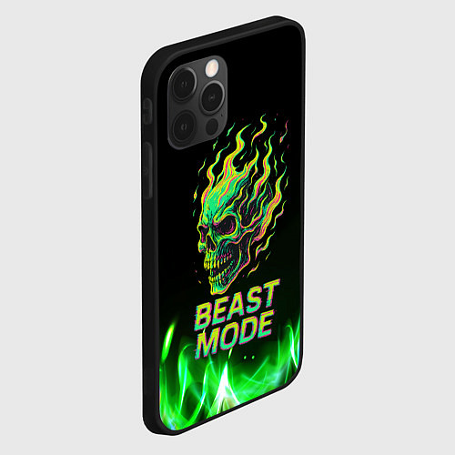 Чехол iPhone 12 Pro Max Режим зверя огненный череп / 3D-Черный – фото 2