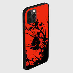 Чехол для iPhone 12 Pro Max Взрыв чёрной краски на красно-оранжевом, цвет: 3D-черный — фото 2