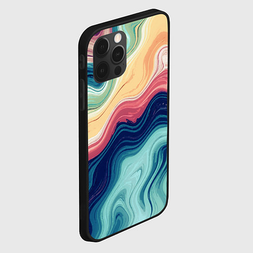 Чехол iPhone 12 Pro Max Абстрактные волнистые линии синий / 3D-Черный – фото 2