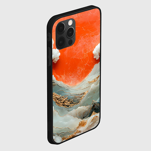 Чехол iPhone 12 Pro Max Японский пейзаж абстракция / 3D-Черный – фото 2