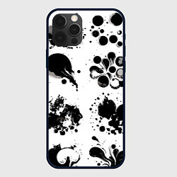 Чехол для iPhone 12 Pro Max Чёрно-белые кляксы - абстракция, цвет: 3D-черный