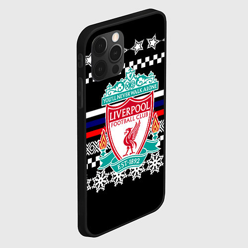 Чехол iPhone 12 Pro Max Ливерпуль текстура триколор зима / 3D-Черный – фото 2