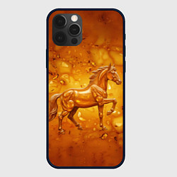 Чехол для iPhone 12 Pro Max Лошадь из желтого янтаря, цвет: 3D-черный
