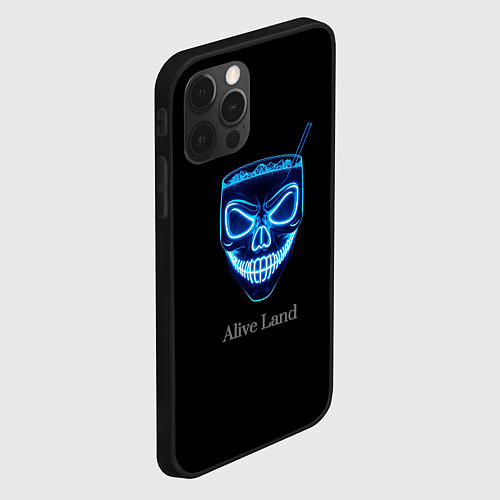 Чехол iPhone 12 Pro Max Neon skull cocktail / 3D-Черный – фото 2