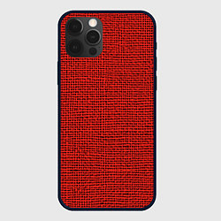 Чехол iPhone 12 Pro Max Мешковина красная имитация