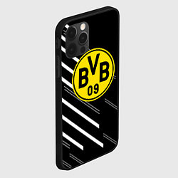 Чехол для iPhone 12 Pro Max Borussia черно белые линии, цвет: 3D-черный — фото 2