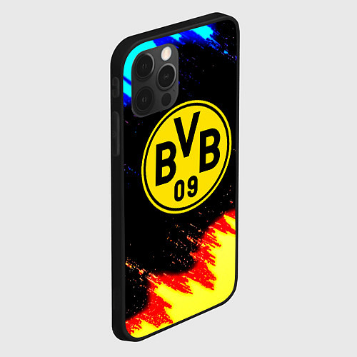 Чехол iPhone 12 Pro Max Borussia огненные и холодные краски / 3D-Черный – фото 2