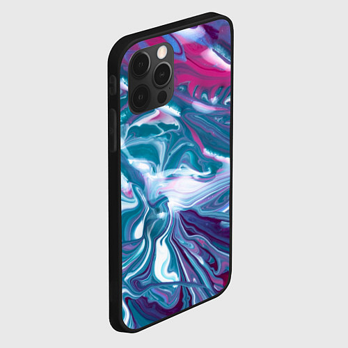 Чехол iPhone 12 Pro Max Абстракция бело сине красный мрамор / 3D-Черный – фото 2