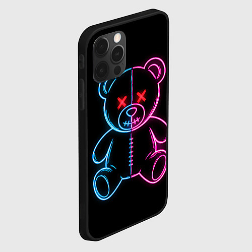 Чехол iPhone 12 Pro Max Неоновый мишка / 3D-Черный – фото 2