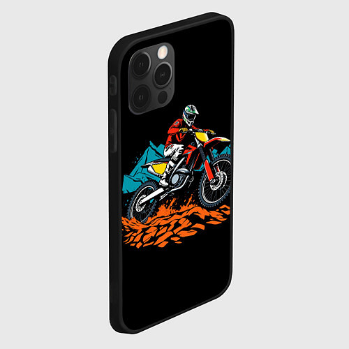 Чехол iPhone 12 Pro Max Motocross and mountains / 3D-Черный – фото 2