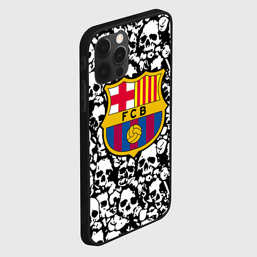 Чехол iPhone 12 Pro Max Barcelona черно белые черепа / 3D-Черный – фото 2